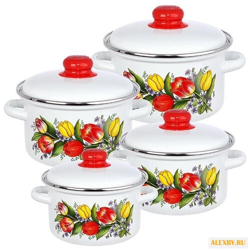 Набор кастрюль Эмаль Весенний