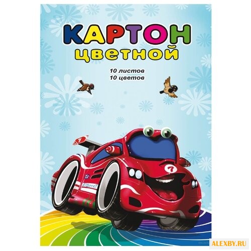 Цветной картон Красное авто