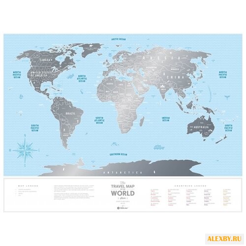 1DEA.me Скретч Карта Мира Silver