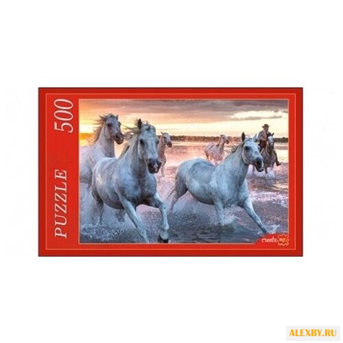 Пазл Рыжий кот Лошади на закате