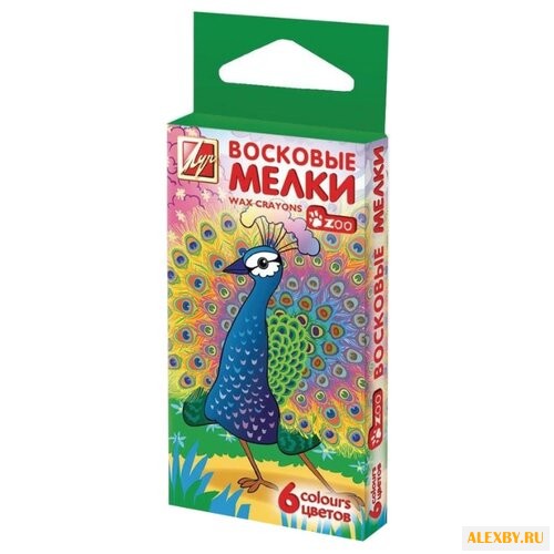 Луч Мелки восковые Zoo 6 цветов