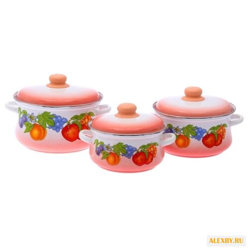 Набор кастрюль Эмаль Фруктовый