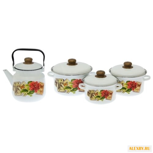Набор посуды Эмаль Париж-ретро