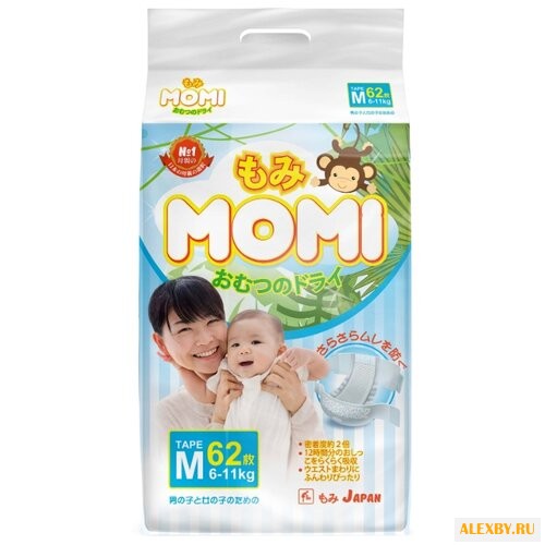 Momi подгузники M 6-11 кг. 62 шт.