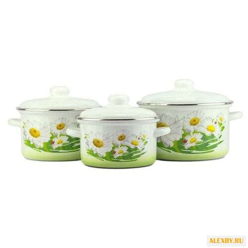 Набор кастрюль Эмаль Ромашковое