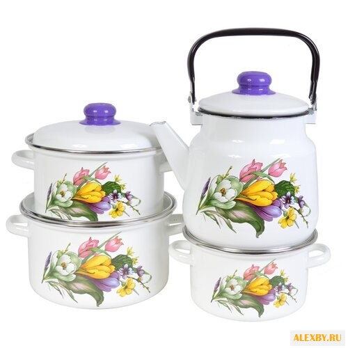 Набор посуды Эмаль Крокусы