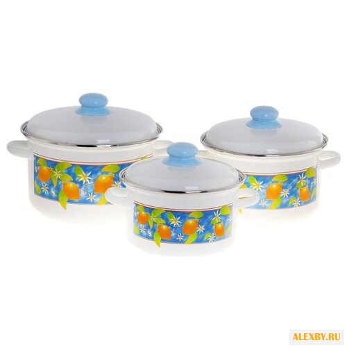 Набор кастрюль Эмаль Лимоны