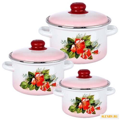 Набор кастрюль Эмаль Цветущий