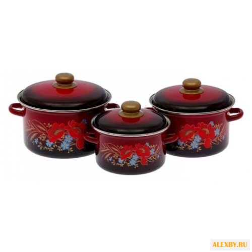 Набор кастрюль Эмаль Маки
