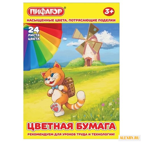 Цветная бумага Умный котик