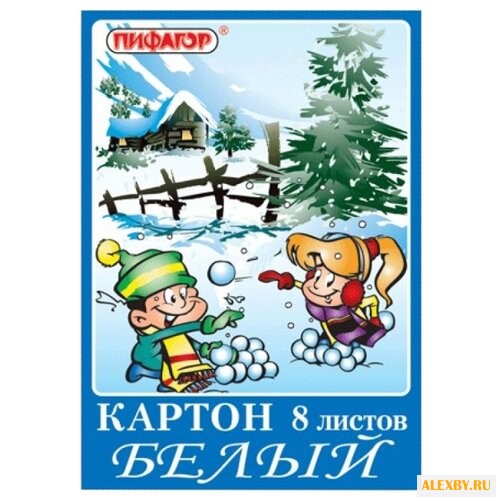 Белый картон Зима Пифагор A4