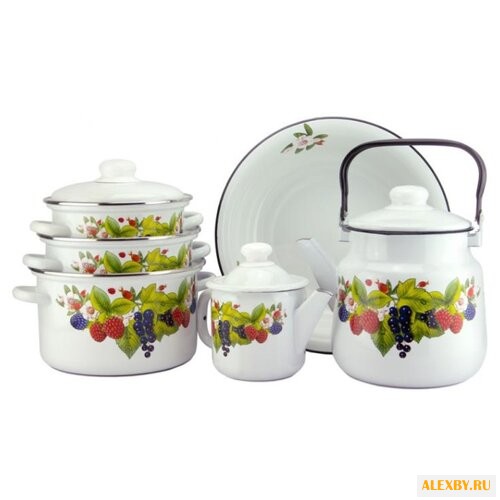 Набор посуды Эмаль Ягодная
