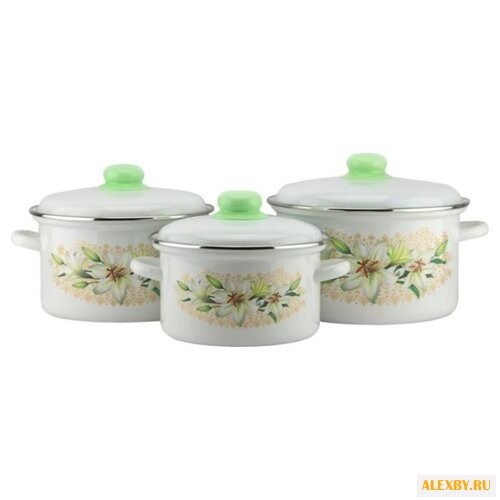 Набор кастрюль Эмаль Белая