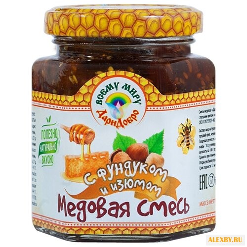 Мед ДариДобро с фундуком и изюмом