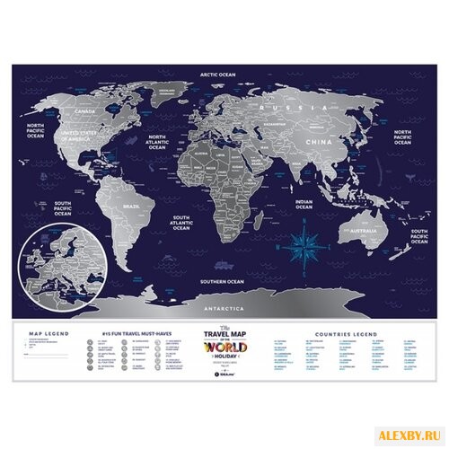 1DEA.me Скретч Карта Мира Holiday
