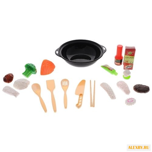 Набор продуктов с посудой