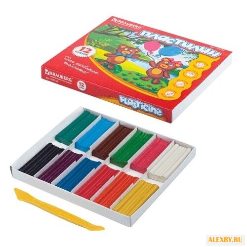 Пластилин BRAUBERG 12 цветов