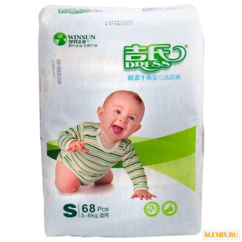 DRESS подгузники S 3-6 кг 68 шт.