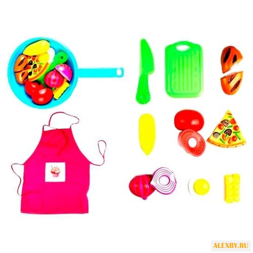 Набор продуктов с посудой