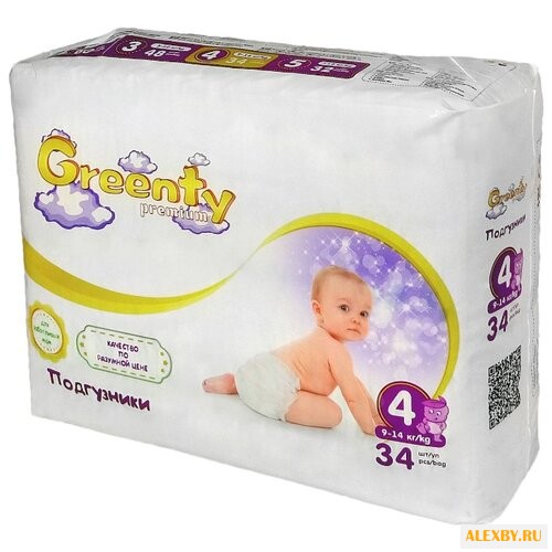 Greenty подгузники 9-14 кг 34 шт.