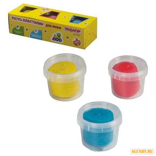 Масса для лепки Пифагор 3 цвета