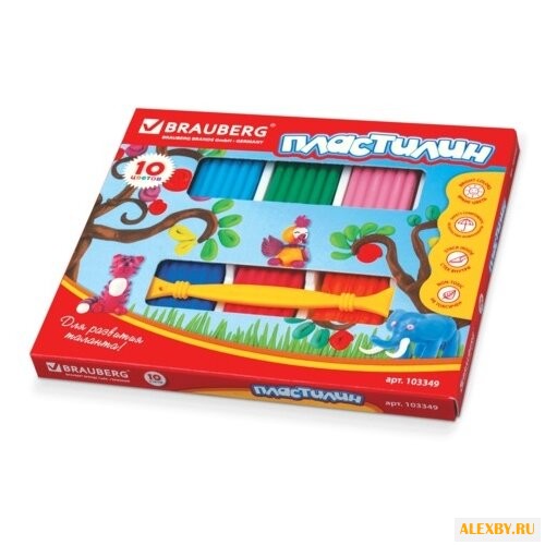 Пластилин BRAUBERG 10 цветов