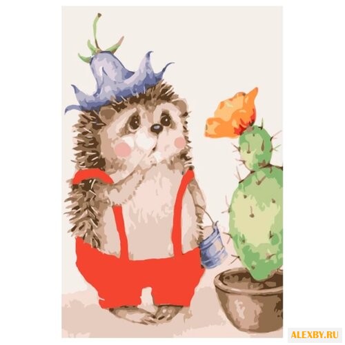 Цветной Картина по номерам Ежик