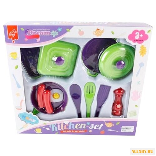 Набор продуктов с посудой
