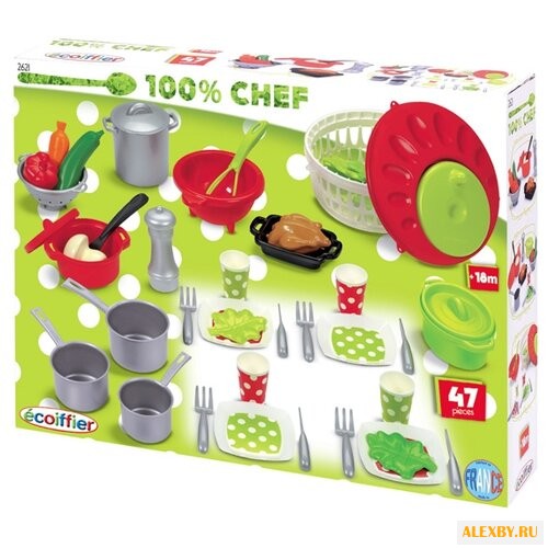 Набор продуктов с посудой