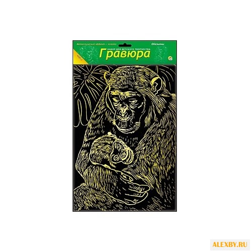 Гравюра Рыжий кот Обезьяны в