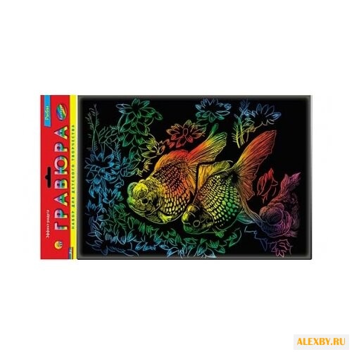 Гравюра Рыжий кот Рыбки в