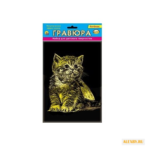 Гравюра Рыжий кот Котенок в