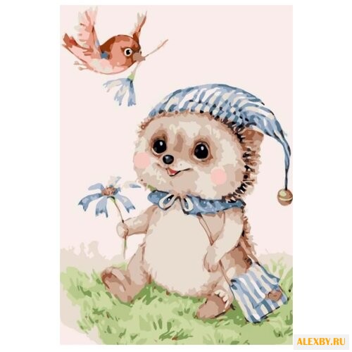 Цветной Картина по номерам Ежик