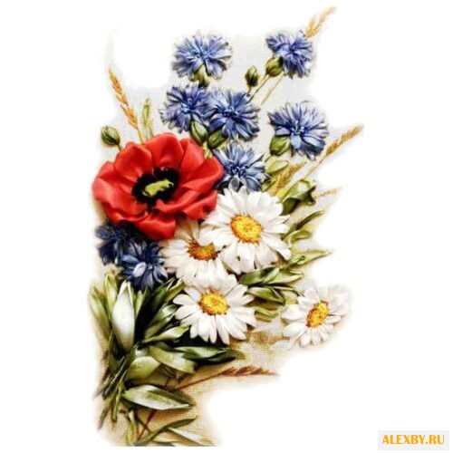 Цветной Вышивка лентами Летний