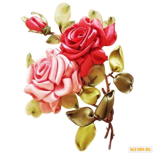 Цветной Вышивка лентами Розы 20