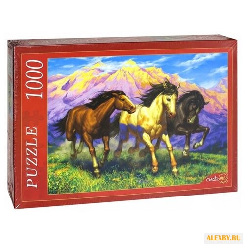 Пазл Рыжий кот Резвые лошади