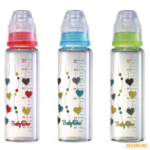 BabyOno Бутылочка стеклянная
