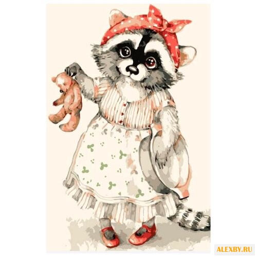Цветной Картина по номерам Енот
