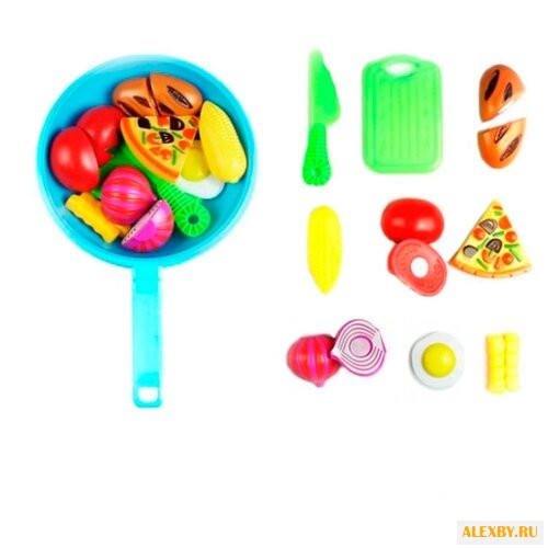 Набор продуктов с посудой