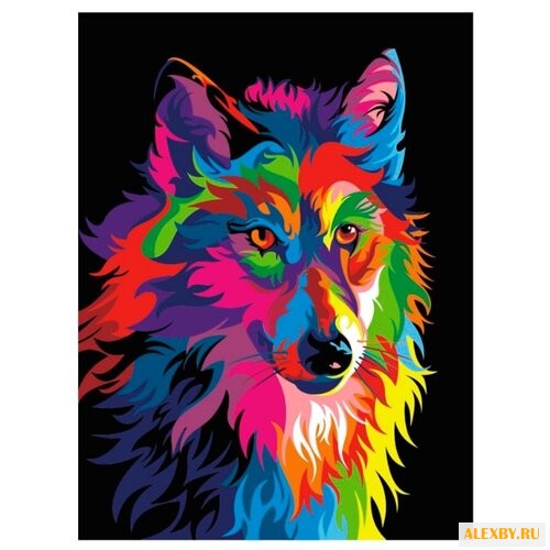 Цветной Картина по номерам Волк
