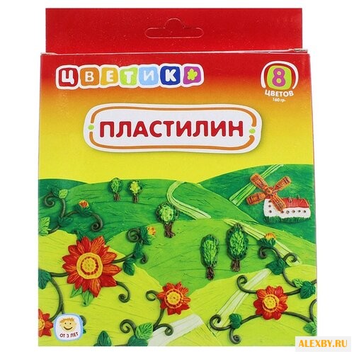 Пластилин ЦВЕТИК 8 цветов 160г