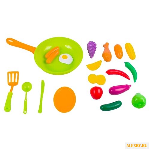 Набор продуктов с посудой
