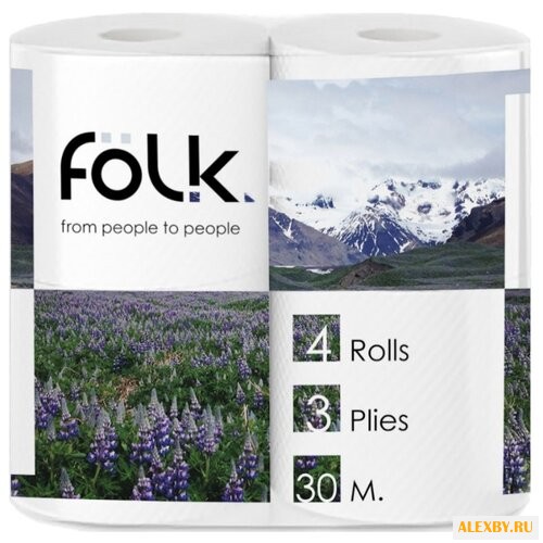Туалетная бумага Folk белая