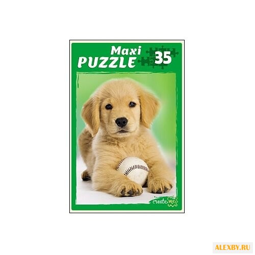 Пазл Рыжий кот Щенок и мячик