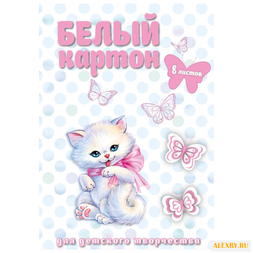 Белый картон Белая кошечка