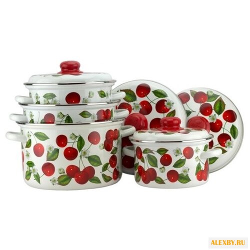 Набор кастрюль Эмаль Вишневый