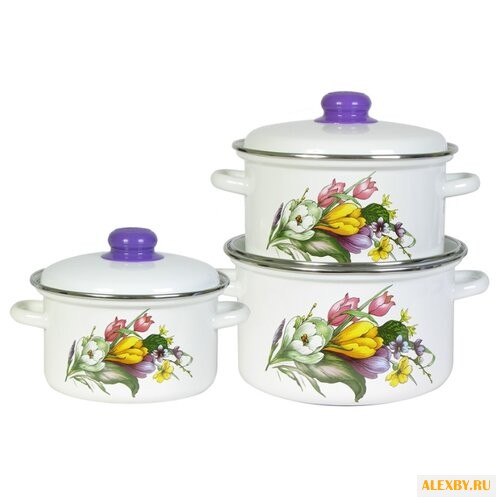 Набор кастрюль Эмаль Крокусы