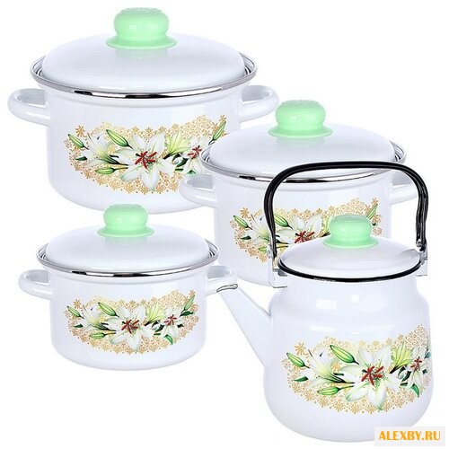Набор посуды Эмаль Белая лилия