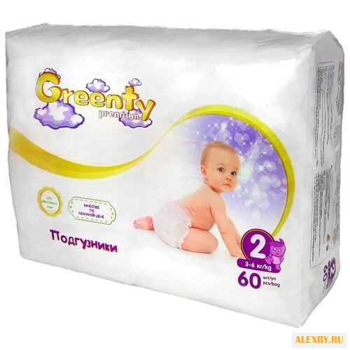 Greenty подгузники 3-6 кг 60 шт.