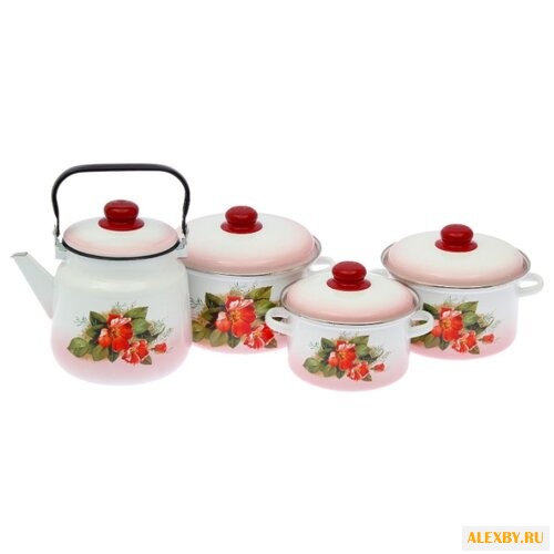 Набор посуды Эмаль Цветущий
